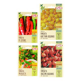 Kit Sementes 4 Variedades De Pimenta Cultivo Em Casa Jardim