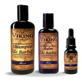 Kit Shampoo Balm Óleo Para Barba Viking Mar