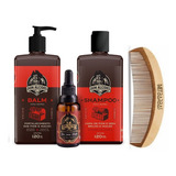 Kit Shampoo Balm Óleo Pente Barba Negra Don Alcides