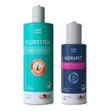 Kit Shampoo Cloresten 500ml Hidrapet 100ml Cães E Gatos
