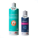 Kit Shampoo Cloresten 500ml Hidrapet 100ml Cães E Gatos