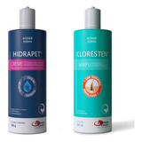 Kit Shampoo Cloresten 500ml Hidrapet 500ml Cães E Gatos