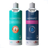 Kit Shampoo Cloresten 500ml Hidrapet 500ml Cães E Gatos