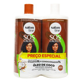 Kit Shampoo Cond Sos Cachos Coco Salon Line 1 Litro