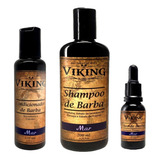 Kit Shampoo Condicionador Óleo De Barba Viking Mar
