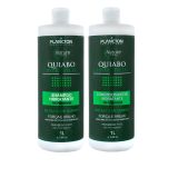 Kit Shampoo Condicionador Quiabo Plancton Hidratante 1Litro Fortalecimento Crescimento Antiqueda Restauração Capilar Nutrição Cabelo Fraco Ressecado Quebradiço Pontas Finas Anticaspa Sem Sal