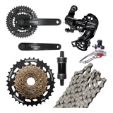 Kit Shimano 21v Megarange Pedivela Câmbios Catraca Corrente