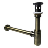 Kit Sifão C Válvula Click Bronze Antigo Pia cuba lavabo