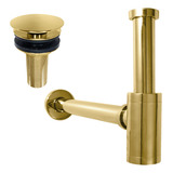 Kit Sifao Copo Dourado 7 8 Valvula Ralo Click Inox Lavatorio