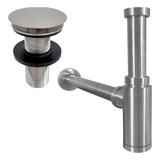 Kit Sifao Copo Válvula Click Inox Fosco 7 8 Ralo Banheiro