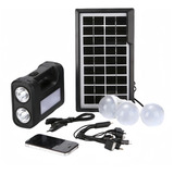 Kit Sistema Solar A Bateria Placa Iluminação 3 Lâmpadas Leds