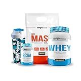 Kit Size Mass Foods 3kg Chocolate Whey Foods 900g Chocolate BCAA 100g Coqueteleira 600ml BRNFOODS