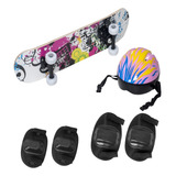 Kit Skate Infantil Capacete Joelheira Cotoveleira 60cm