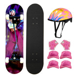 Kit Skate Infantil Menina Esqueite Feminino Kit Proteção