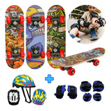 Kit Skate Infantil Menino Esqueite   Kit Proteção Capacete