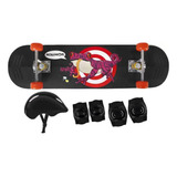 Kit Skate Infantil Sapo Capacete Cotoveleira Joelheira Mor