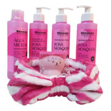 Kit Skin Care Facial Rosa Mosqueta Esponja Polvo Faixa