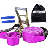 Kit Slackline Rosa Cinta 15 7 M Catrac Alças Bolsa E Brinde