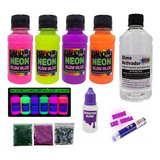 Kit Slime Com Colas Neon Flosforecentes Lanterna Luz Negra
