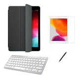 Kit Smart Case iPad 9g 10 2 can pel E Teclado Branco preto