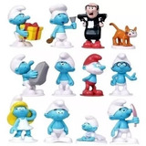 Kit Smurfs Com 12 Bonecos Miniaturas