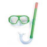 Kit Snorkel Máscara Freestyle Bestway Ajustavel Proteção Uv Cor Verde