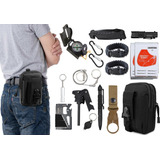 Kit Sobrevivência Emergência Edc Mini Bolsa Preto 18 Em 1