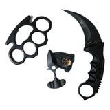 Kit Soco Inglês Aço Faca De Pescoço Karambit Push Dagger