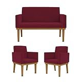 KIT Sofá Com Base Reforçada - 2 Poltronas Sala De Estar Marsala