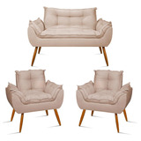 Kit Sofá Namoradeira Opala 2 Poltronas Opala Balaqui Decor