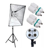 Kit Softbox 50x70 Soquete Quádruplo Tripé Lampada 340w