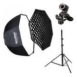 Kit Softbox Godox 120cm Grid C Colmeia Octabox Luz Contínua 110v 220v