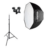 Kit Softbox Godox 120cm Octabox P Flash Lâmpada Luz Contínua 110v 220v
