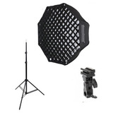 Kit Softbox Godox 80cm C Grid Tripé Suporte Para Flash
