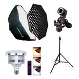 Kit Softbox Lucacell 80cm C grid Tripé Suporte Lâmpada