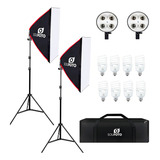 Kit Softbox Luz Continua 8 Lâmpadas 45w Para Estúdios E Sets 220v