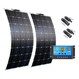 Kit Solar 200w 2 Placa Flexível 12v 24v Geladeira Caminhão Cor Azul Voltagem De Circuito Aberto 23v Voltagem Máxima Do Sistema 20v