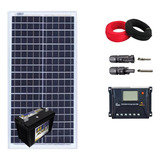 Kit Solar 60w Resun Controlador 10a Pwm Com Bateria Moura