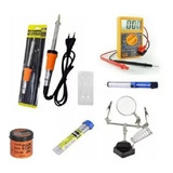 Kit Solda Ferro Multimetro Hikari Lupa C Suporte E Mais