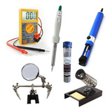 Kit Solda Hikari Ferro Multimetro Hm 1001 Lupa Suporte