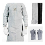Kit Soldador Avental Barbeiro luva perneira Couro Raspa Epi
