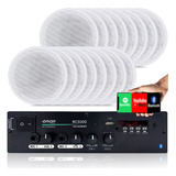Kit Som Ambiente 300w Bluetooth 16 Caixas P gesso Brancas