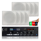 Kit Som Ambiente 4 Canal 500 Watts 8 Arandela Br Quadrada