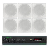 Kit Som Ambiente 7000 6 Arandelas Bt Teto Gesso Quadrada