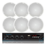 Kit Som Ambiente Amplificador Bt Fm 6 Arandelas Gesso Teto