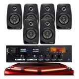 Kit Som Ambiente Bluetooth Receiver 330w Fm Usb Sd 6 Caixas