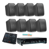 Kit Som Ambiente Caixas E Amplificador Slim Frahm mesa Fio