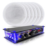 Kit Som Ambiente Receiver Bluetooth Usb 6 Arandelas Brancas