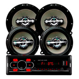 Kit Som Carro Radio Mp3 Bluetooth + Falante 5 E 6 Polegada