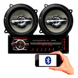 Kit Som Carro Radio Mp3 Bluetooth Usb 2 Falantes 5 Pol